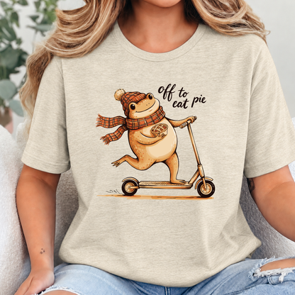 Wholesale Off To Eat Pie Frog Graphic Tee - Heather Soft Cream