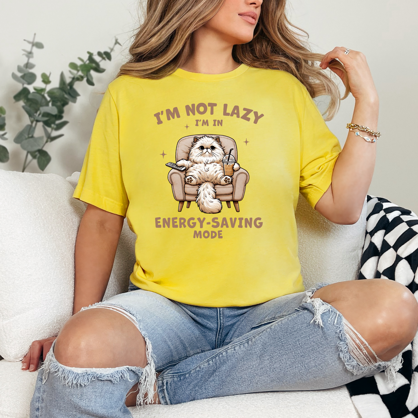Wholesale I'm Not Lazy Graphic Tee - Yellow Tee