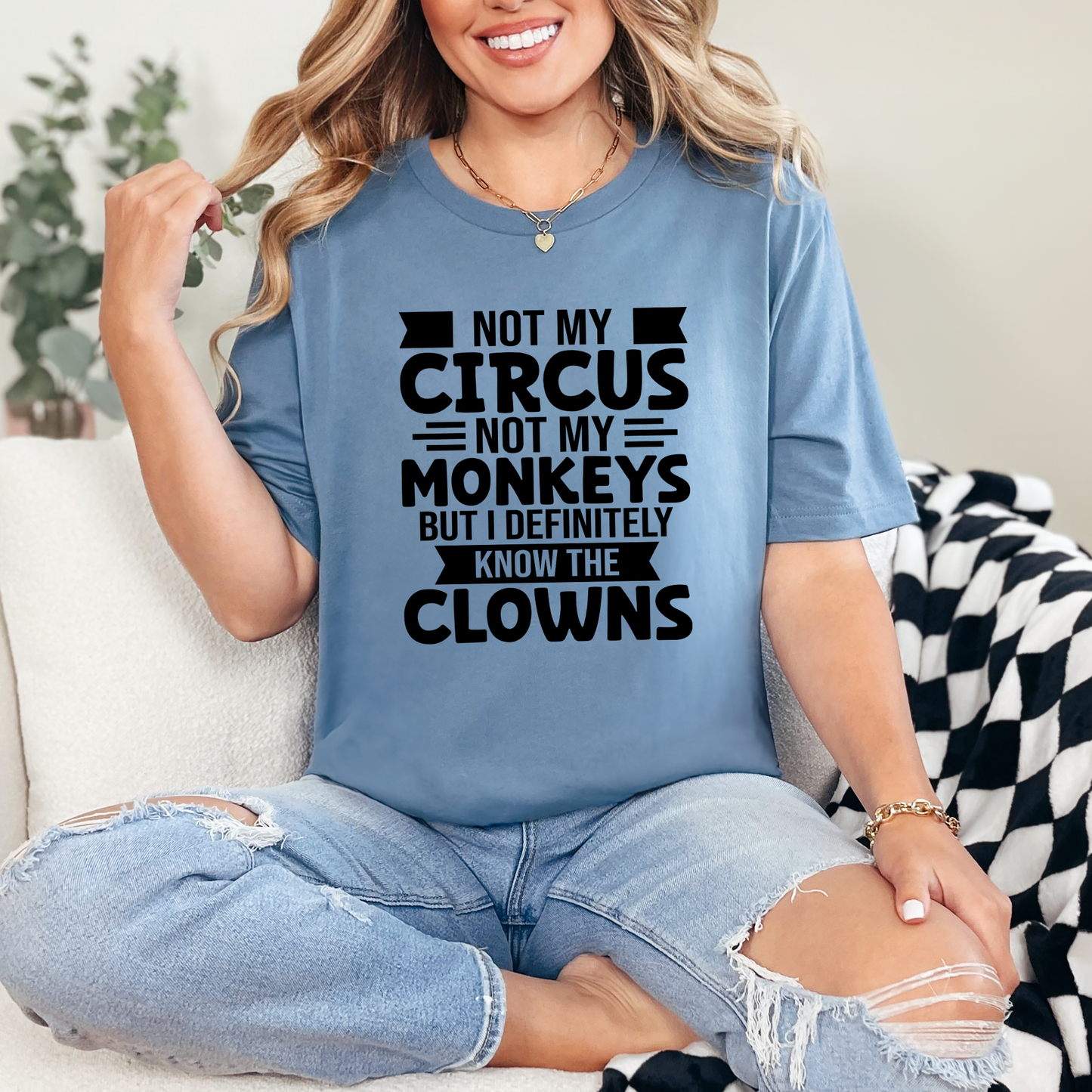 Wholesale Not My Circus Graphic Tee - Steel Blue Tee