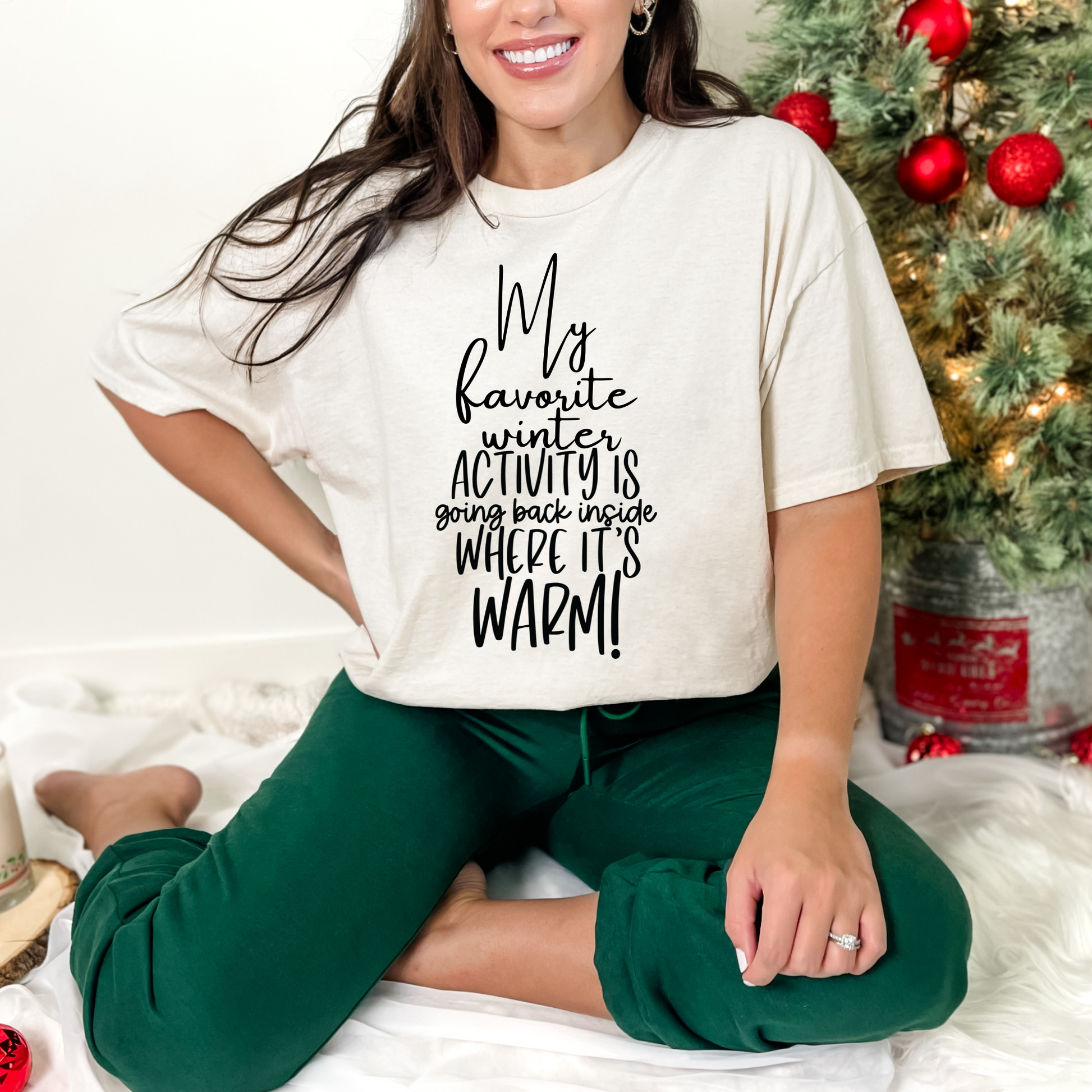 Wholesale My favorite Winter activity Graphic Tee - Natural Tee