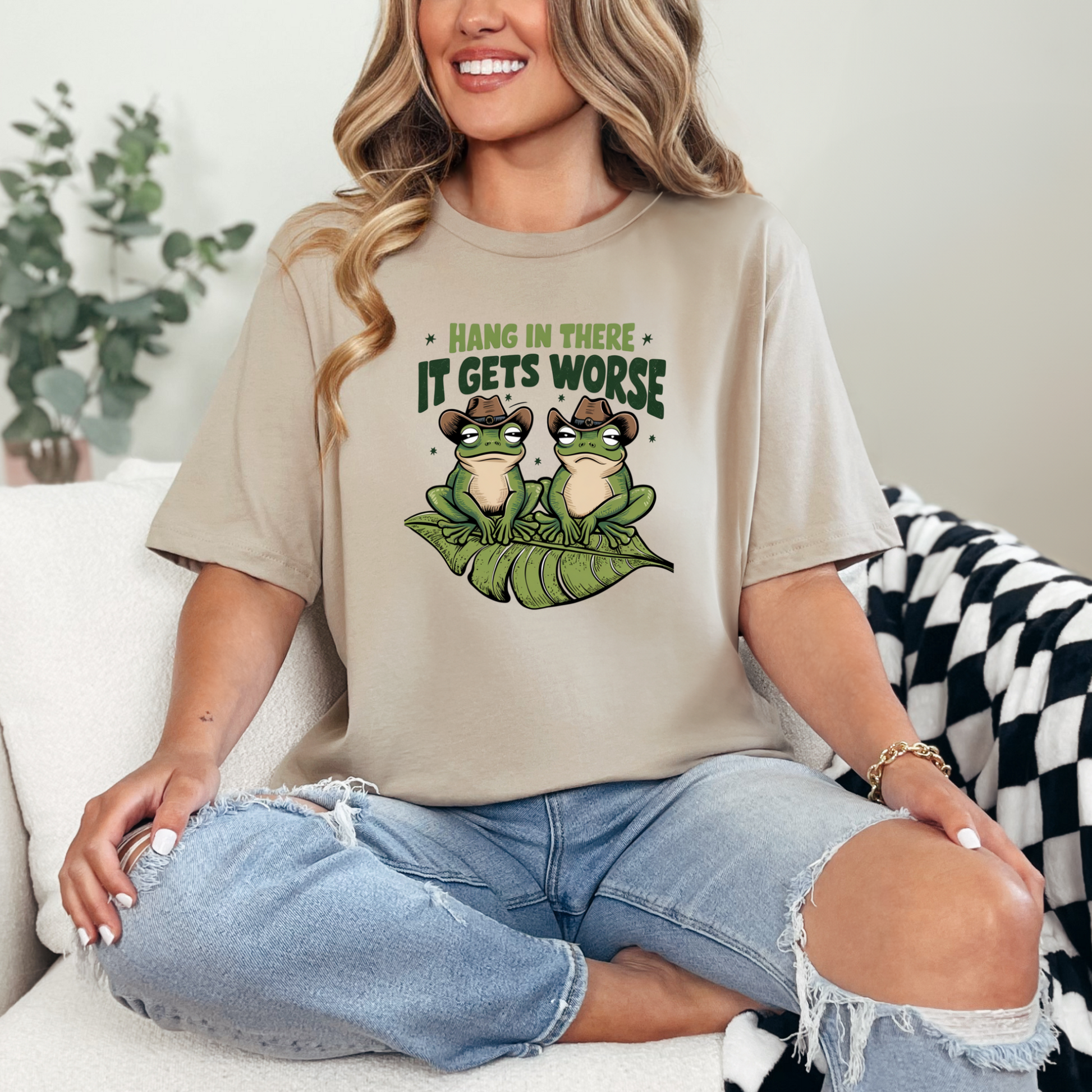 Wholesale It gets worse Graphic Tee - Tan Tee