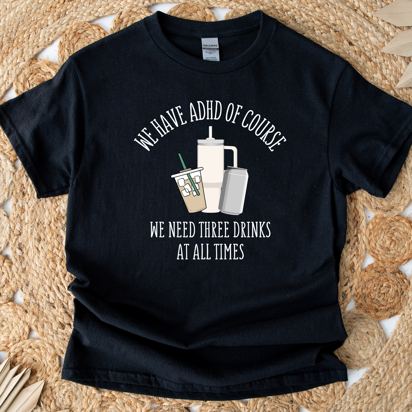 Wholesale ADHD Drinks Graphic Tee - Black Tee