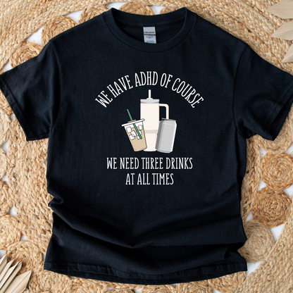 Wholesale ADHD Drinks Graphic Tee - Black Tee