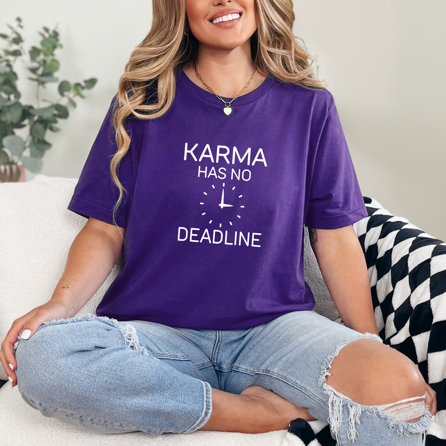 Wholesale Karma has no Deadline Graphic Tee - Team Purple Tee
