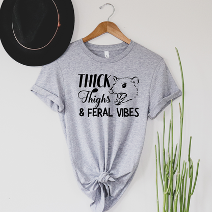 Wholesale Thick Thighs Feral Vibes Graphic Tee - Heather Dust Tee