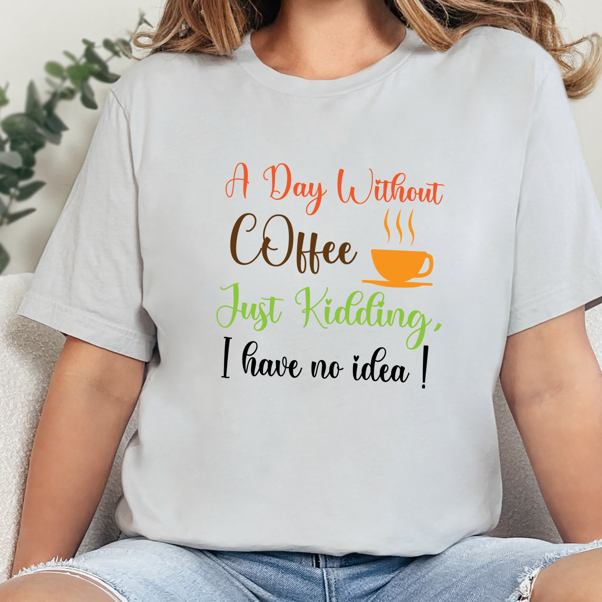Wholesale A Day Without Coffee Graphic Tee - Silver