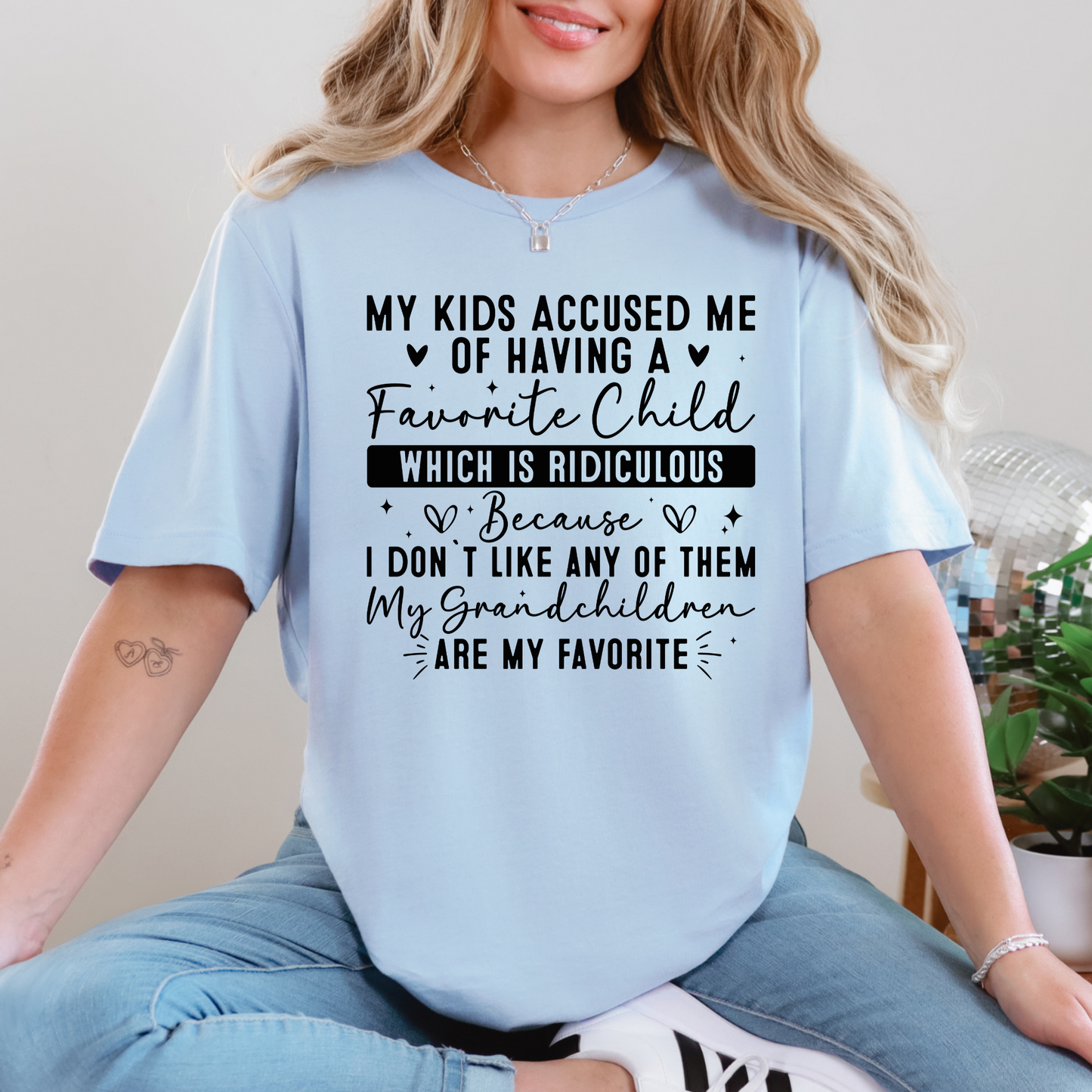 Wholesale Funny Grandma Graphic Tee - Baby Blue Tee