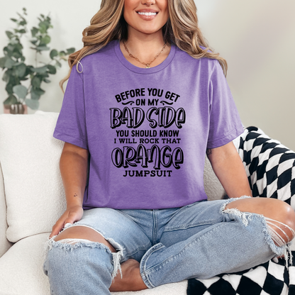 Wholesale Before You Get on My Bad Side Graphic Tee - Heather Team Purple Tee