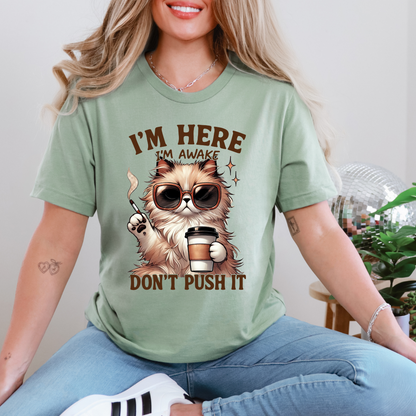 Wholesale I'm Here Don't Push It Graphic Tee - Sage Tee