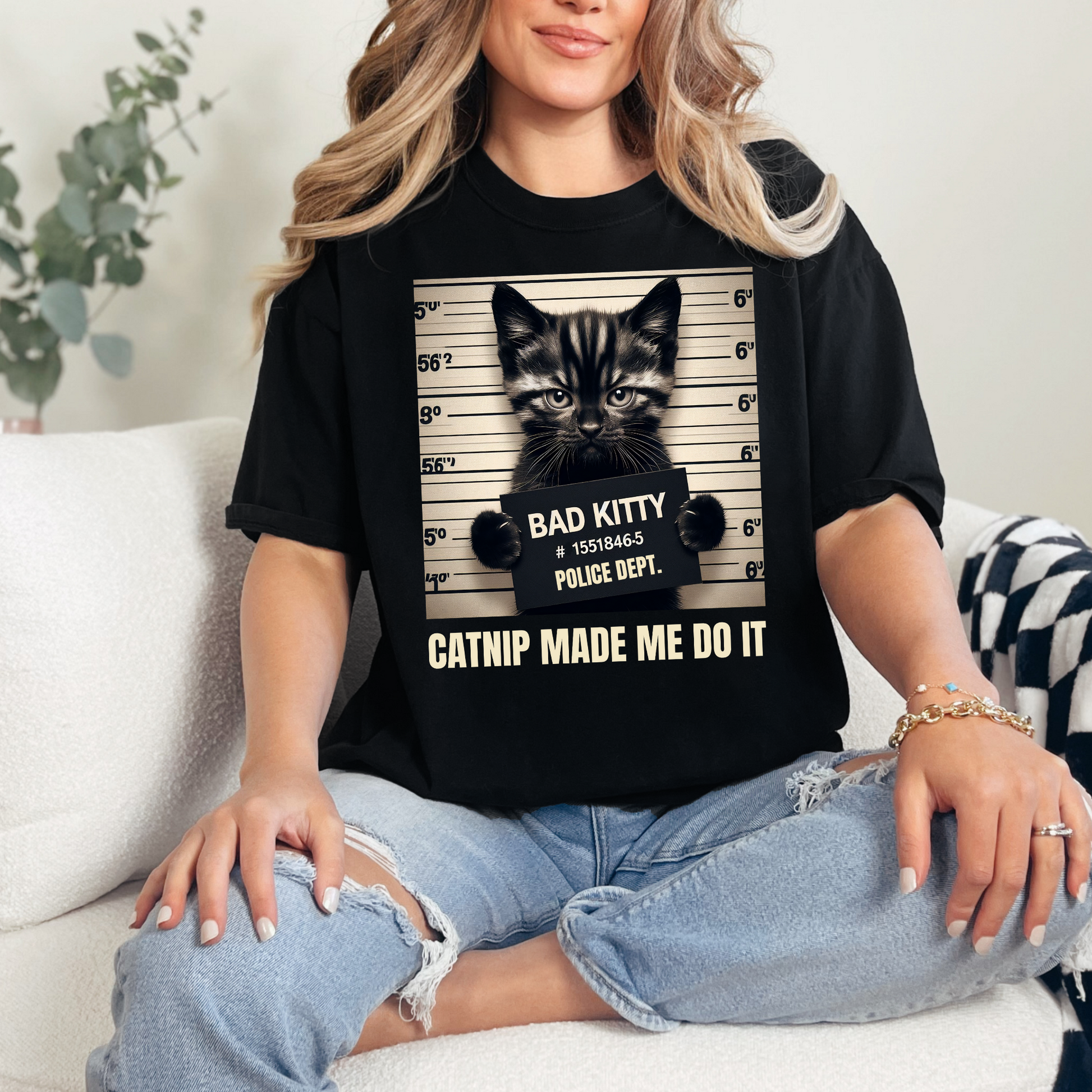 Wholesale Bad Kitty Graphic Tee - CC Black Tee