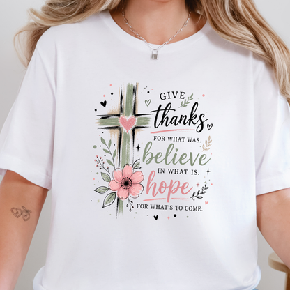 Wholesale Give Thanks Believe Hope Graphic Tee - White