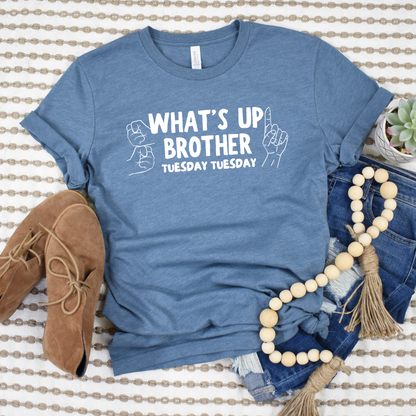 Wholesale What's up Brother Graphic Tee - Navy Tee