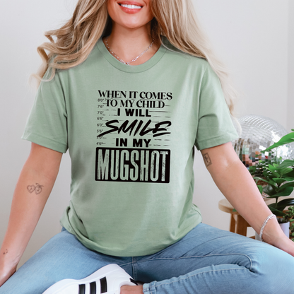 Wholesale Smile in My Mugshot Graphic Tee - Sage Tee