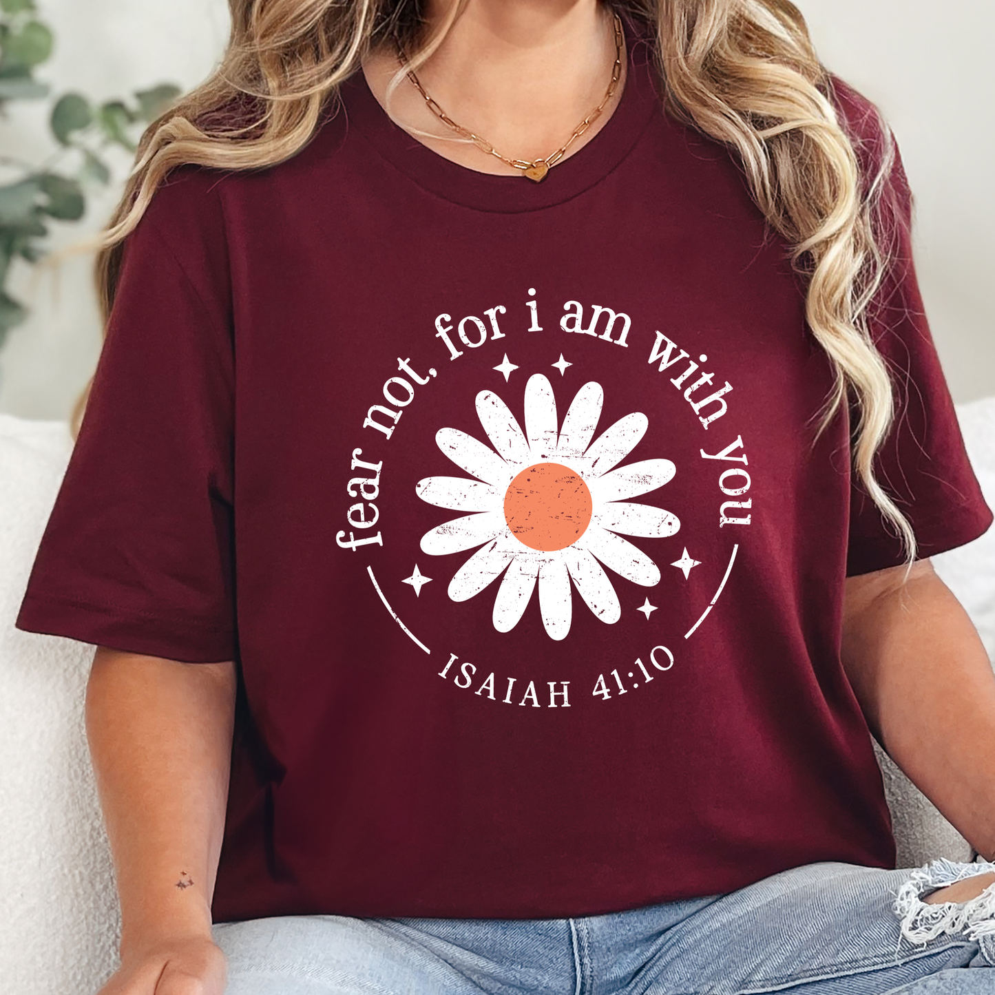 Wholesale Fear Not, For I Am With You Graphic Tee - Maroon