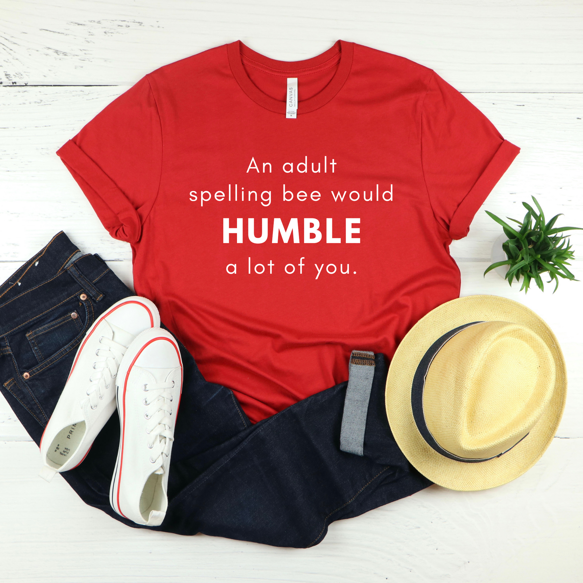 Wholesale Adult Spelling Bee Graphic Tee - Red Tee