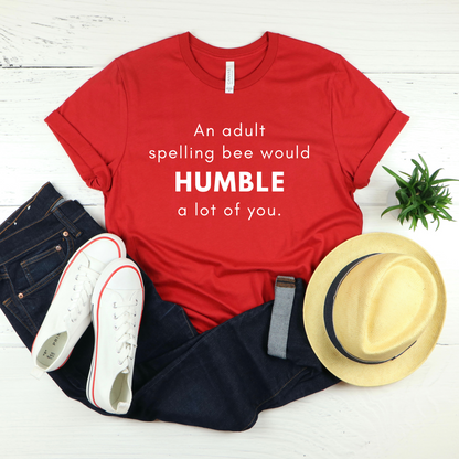 Wholesale Adult Spelling Bee Graphic Tee - Red Tee