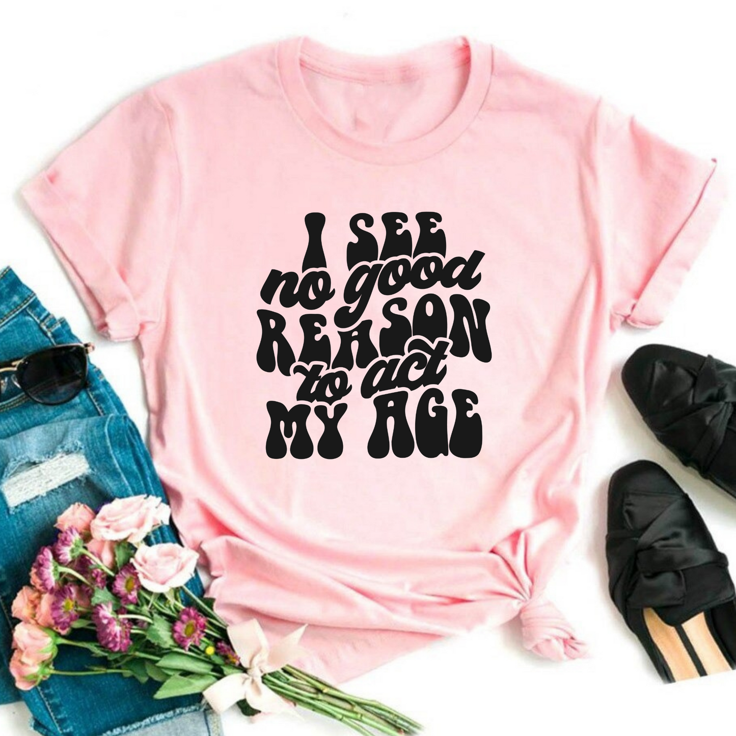 Wholesale No good reason Graphic Tee - Light Pink Tee