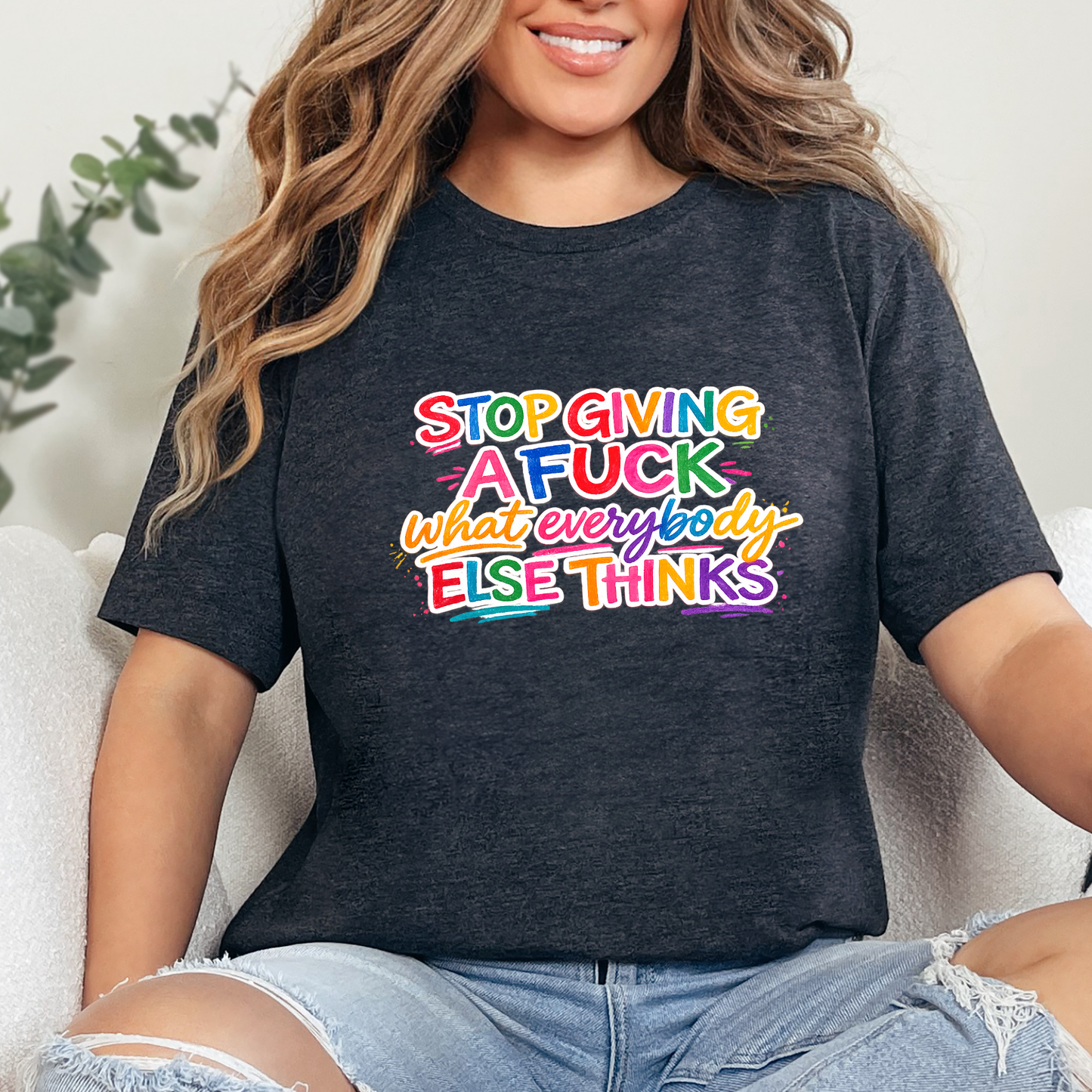 Wholesale Stop Giving A Graphic Tee - Dark Grey Heather Tee