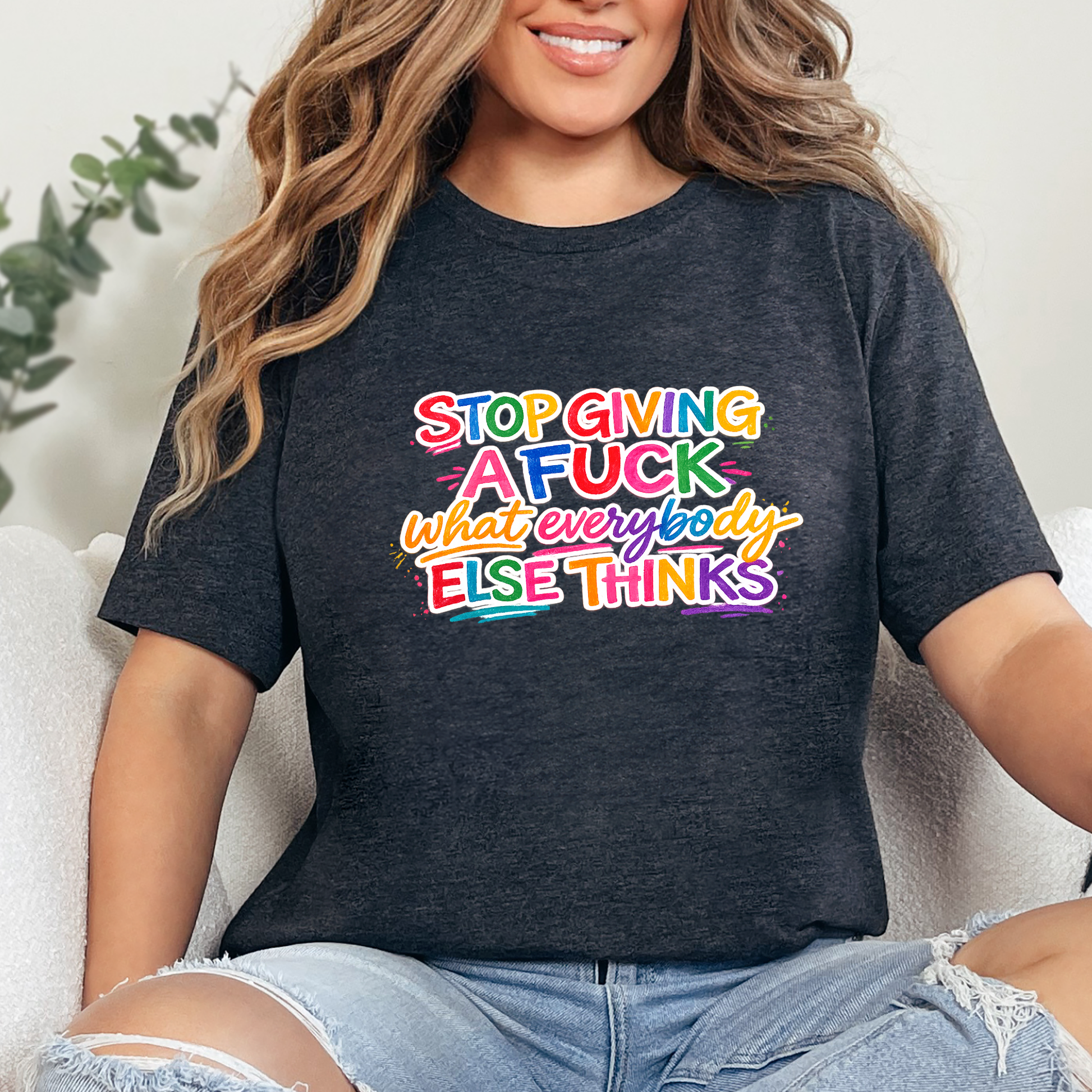 Wholesale Stop Giving A Graphic Tee - Dark Grey Heather Tee