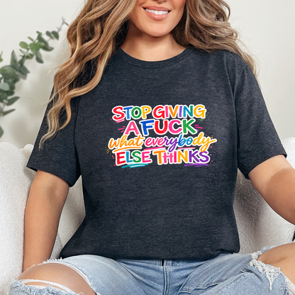 Wholesale Stop Giving A Graphic Tee - Dark Grey Heather Tee