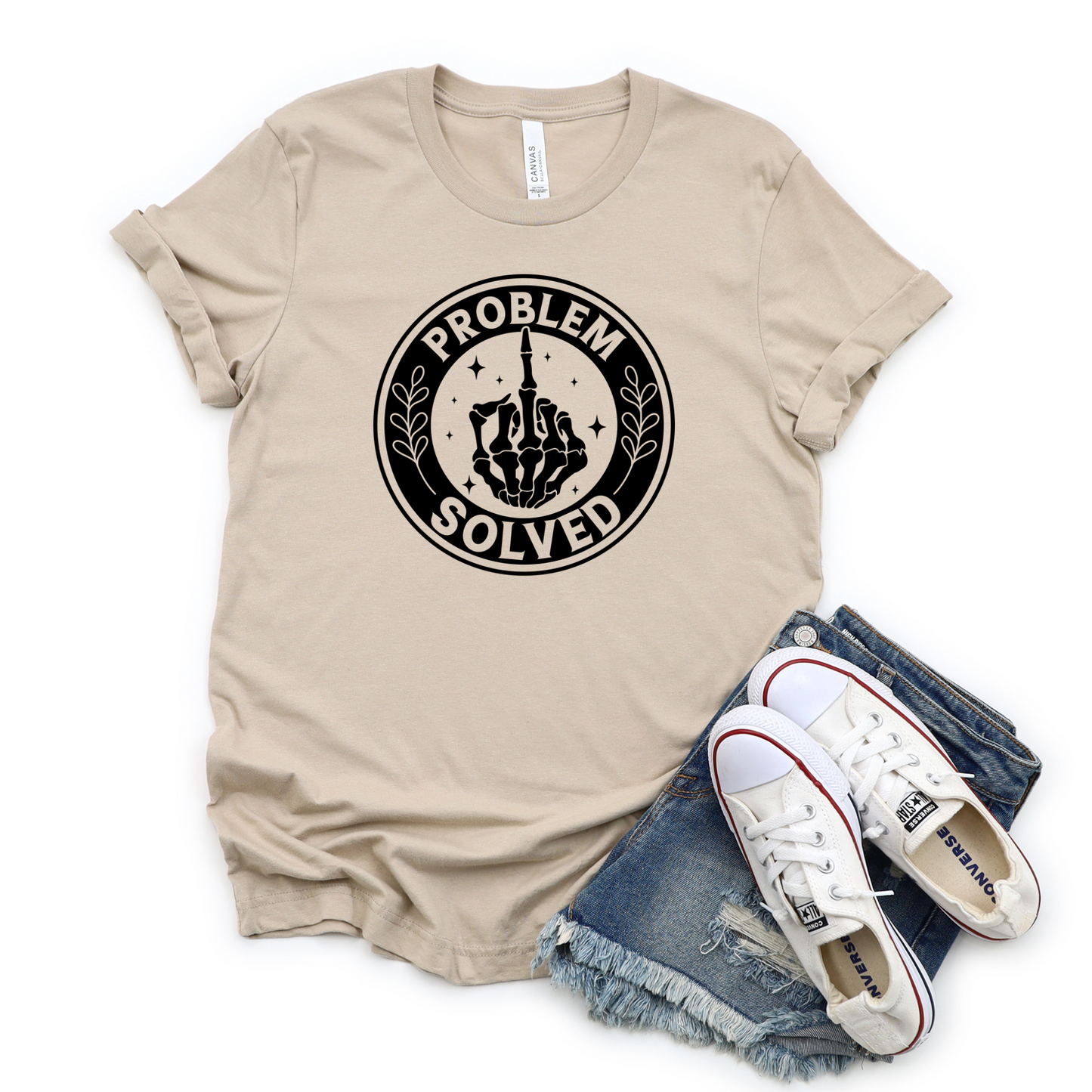 Wholesale Problem Solved Graphic Tee - Tan Tee