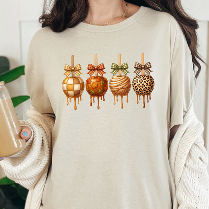 Wholesale Fall Caramel Apples Graphic Tee - Natural