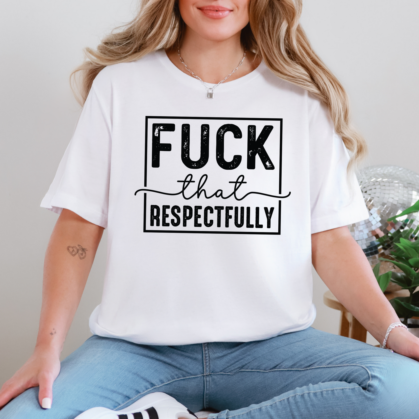 Wholesale F That Respectfully Graphic Tee - White Tee