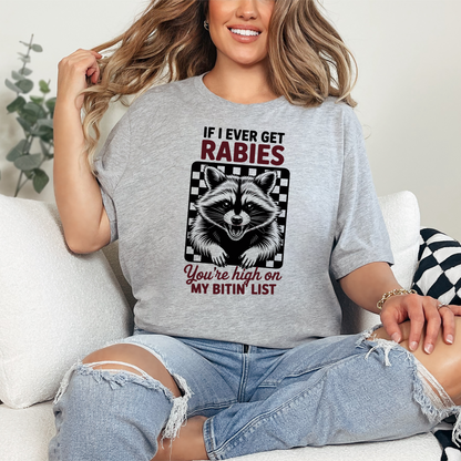 Wholesale Raccoon Rabies Graphic Tee - Grey Tee