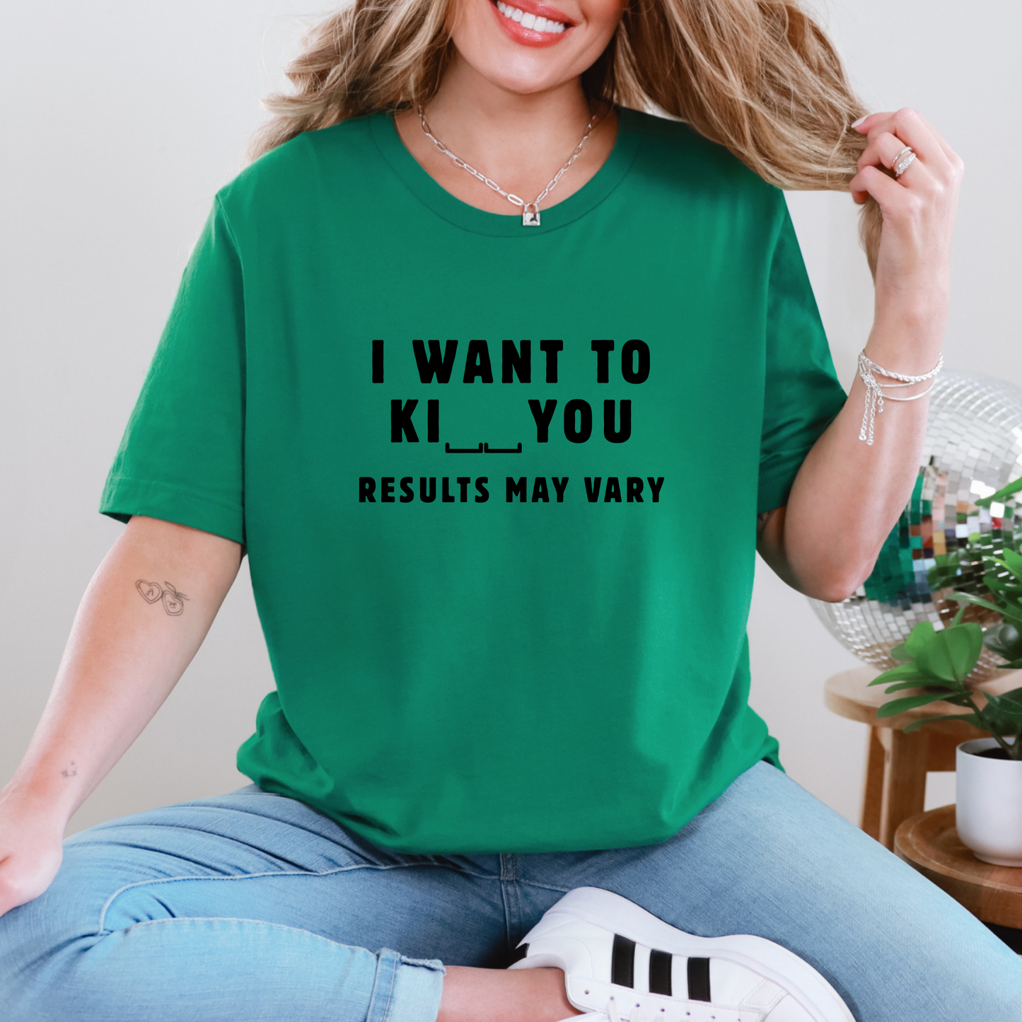 Wholesale Want to Blank You Graphic Tee - Kelly Tee