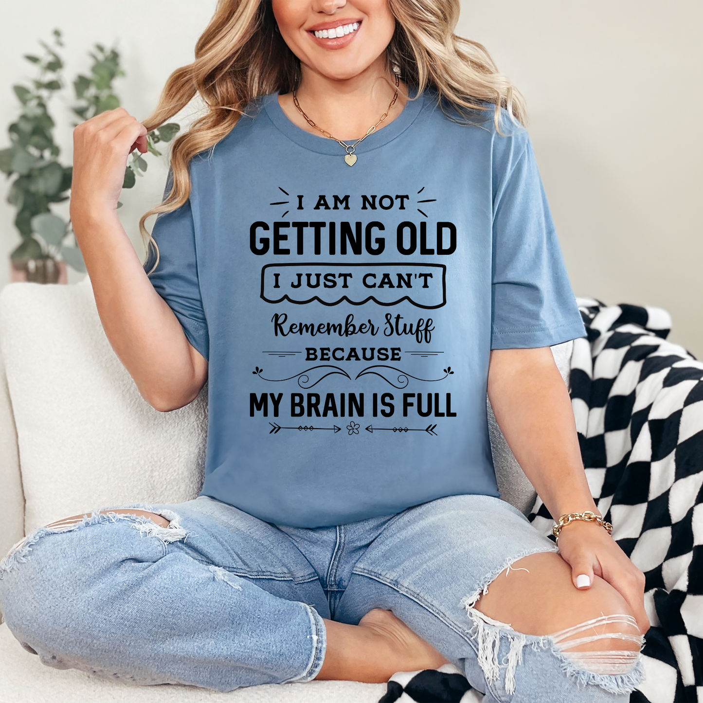 Wholesale Getting Old Graphic Tee - Steel Blue Tee