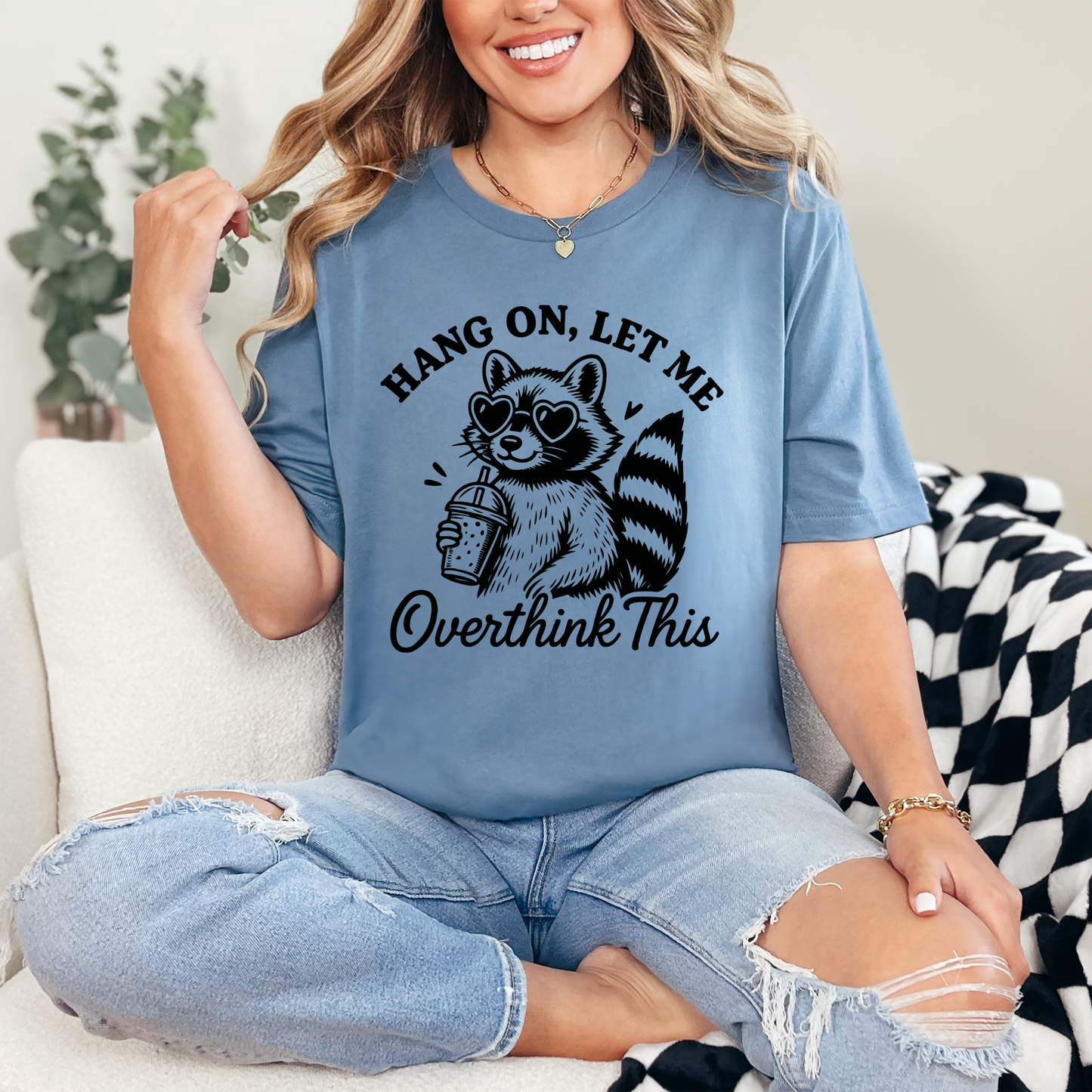 Wholesale Let Me Overthink This Graphic Tee - Steel Blue Tee