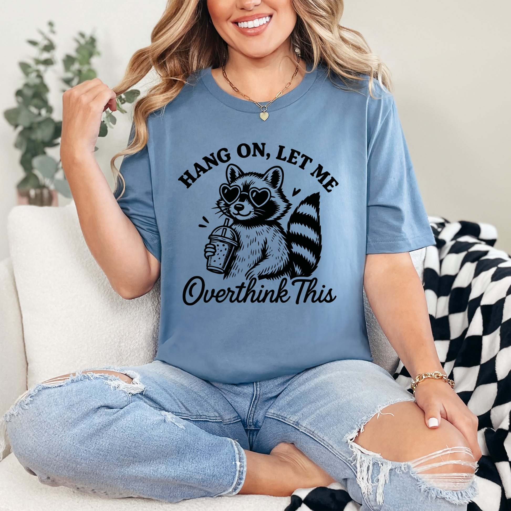 Wholesale Let Me Overthink This Graphic Tee - Steel Blue Tee