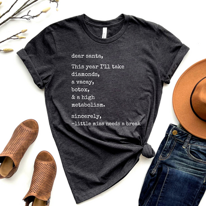 Wholesale Dear Santa Graphic Tee - Heather Charcoal Tee