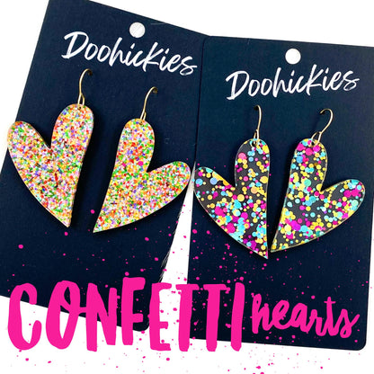 Confetti Acrylic Hearts - Valentines Earrings