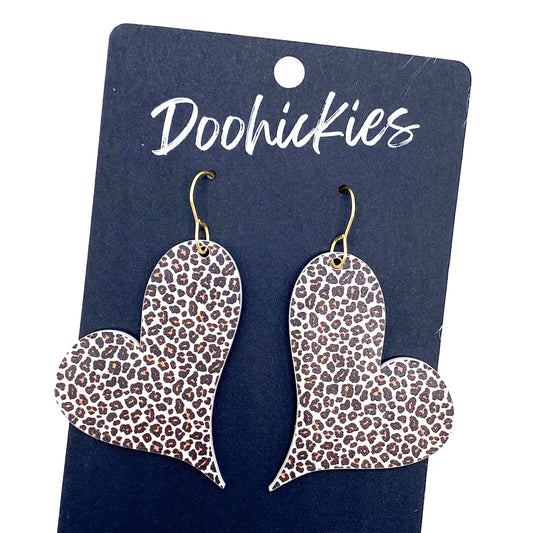 Leopard Swoopy Hearts -Valentine's Earrings