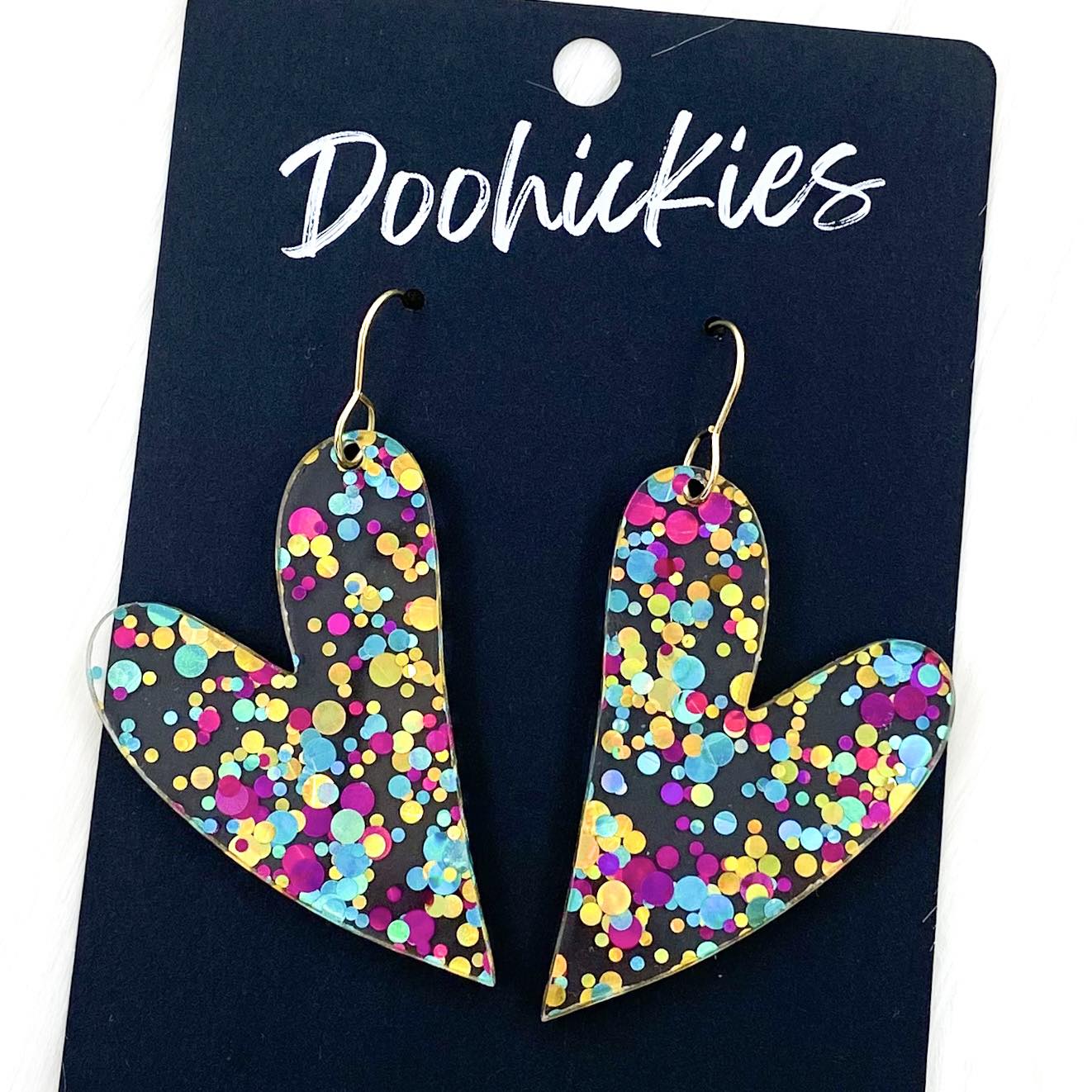 Confetti Acrylic Hearts - Valentines Earrings