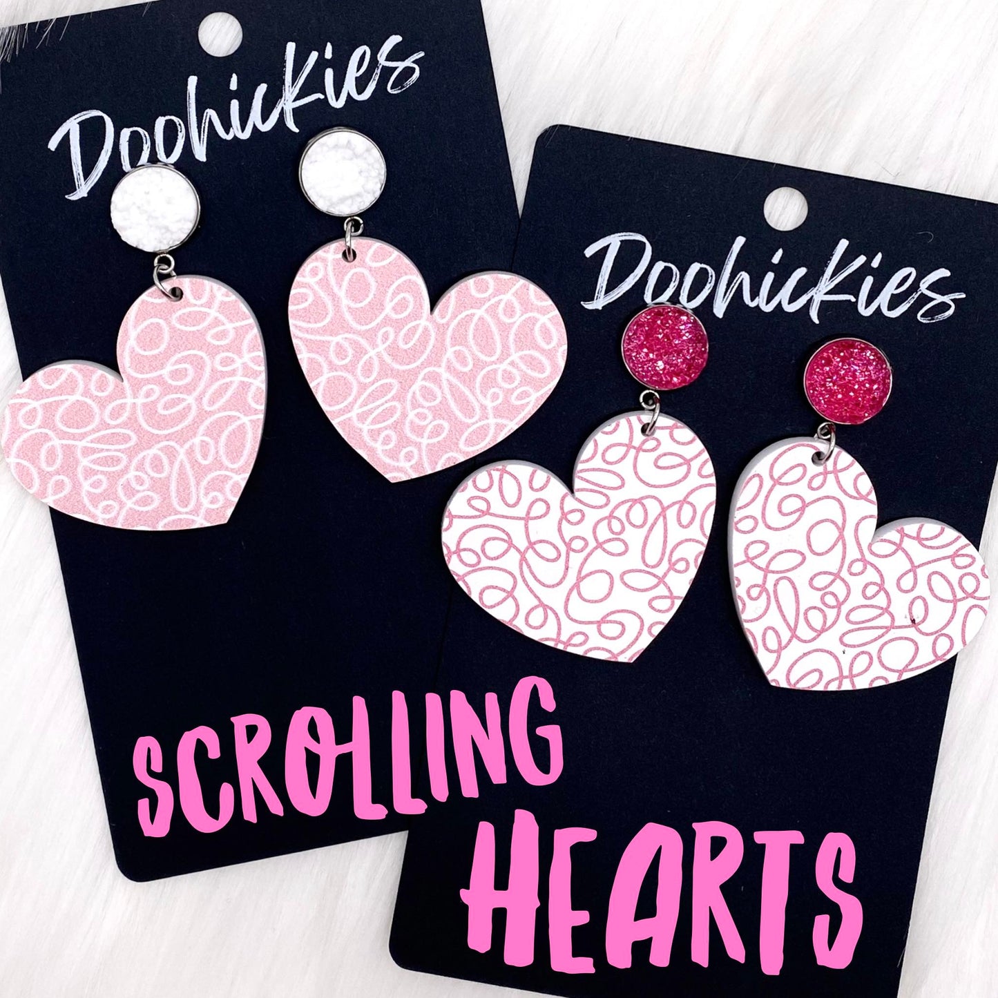 2" Scrolling Heart Dangles - Valentines Acrylics