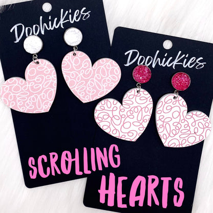 2" Scrolling Heart Dangles - Valentines Acrylics