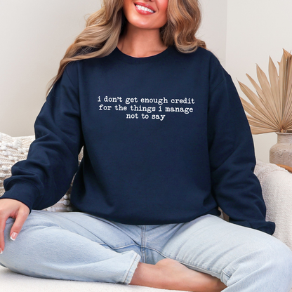 Wholesale Enough Credit Sweatshirt - Navy Sweatshirt