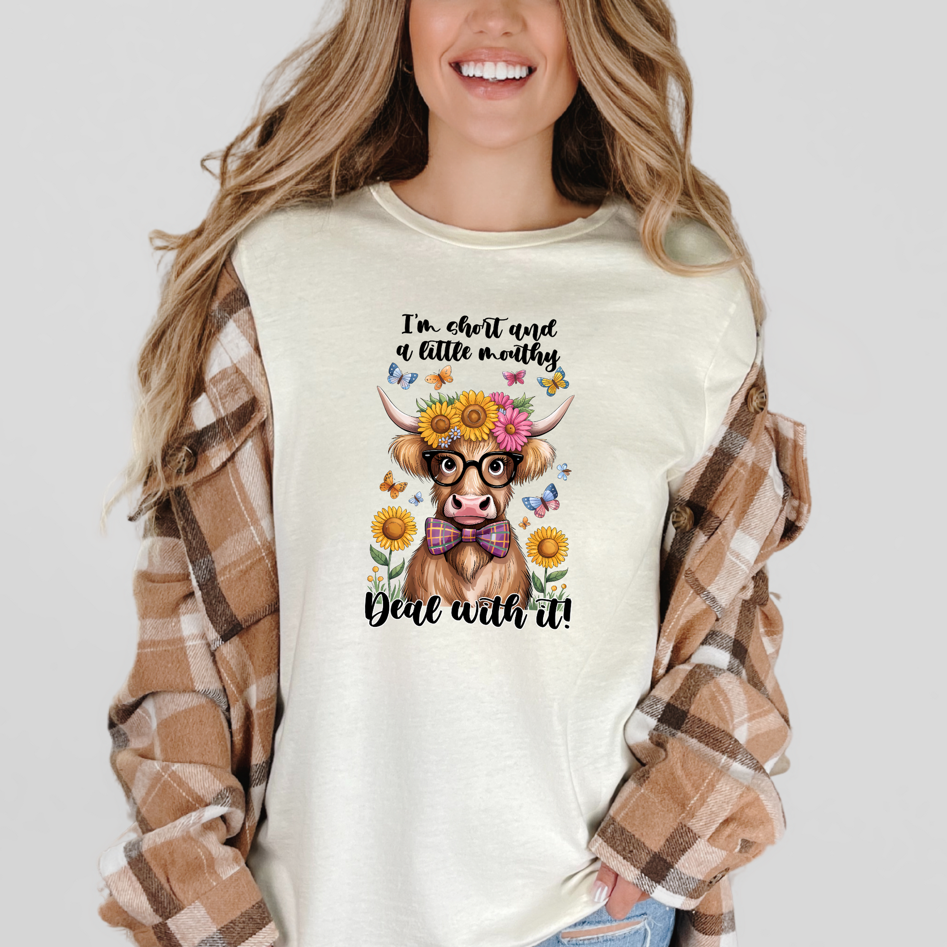 Wholesale Short & Mouthy Graphic Tee - Natural Tee