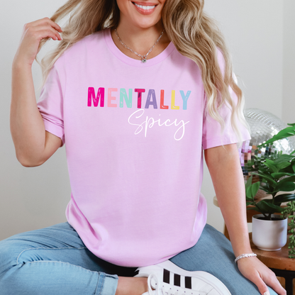 Wholesale Mentally Spicy Graphic Tee - Lilac Tee