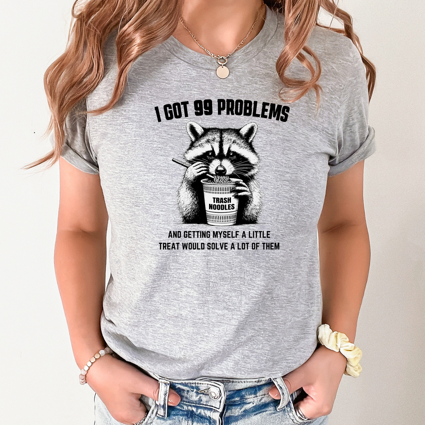 Wholesale 99 Problems Raccoon Graphic Tee - Teal Tee