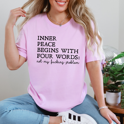 Wholesale Inner Peace Begins with Four Words Graphic Tee - Lilac Tee