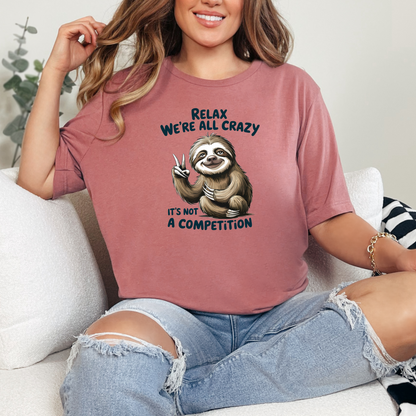Wholesale Relax We're All Crazy-Sloth Graphic Tee - Steel Blue Tee
