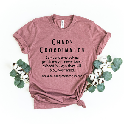 Wholesale Chaos Coordinator Graphic Tee - Heather Mauve Tee