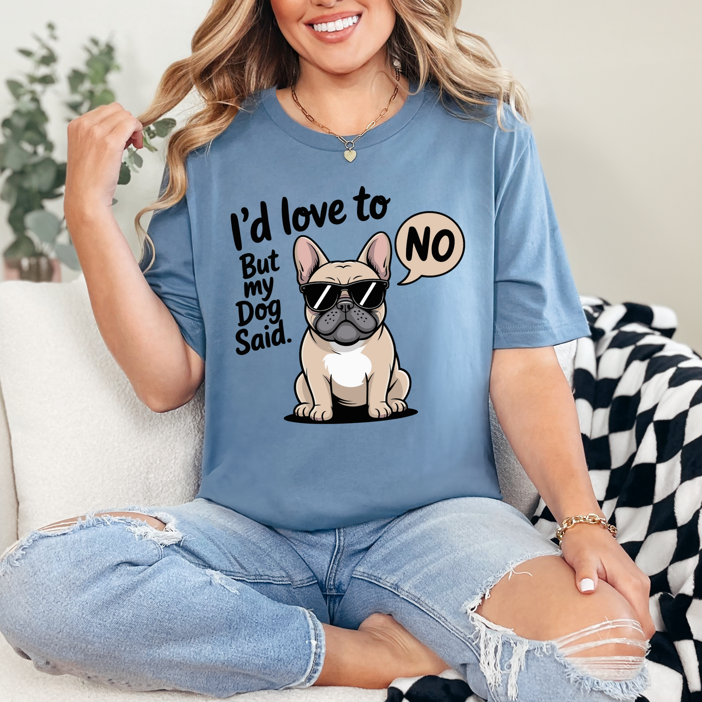 Wholesale Dog Said No Graphic Tee - Steel Blue Tee