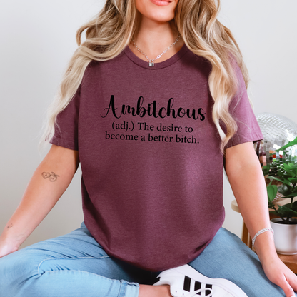 Wholesale Ambitchous Definition Graphic Tee - Heather Maroon Tee