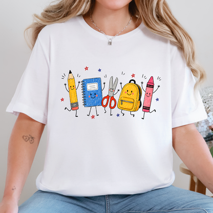 Wholesale Teacher Back to School Graphic Tee - White