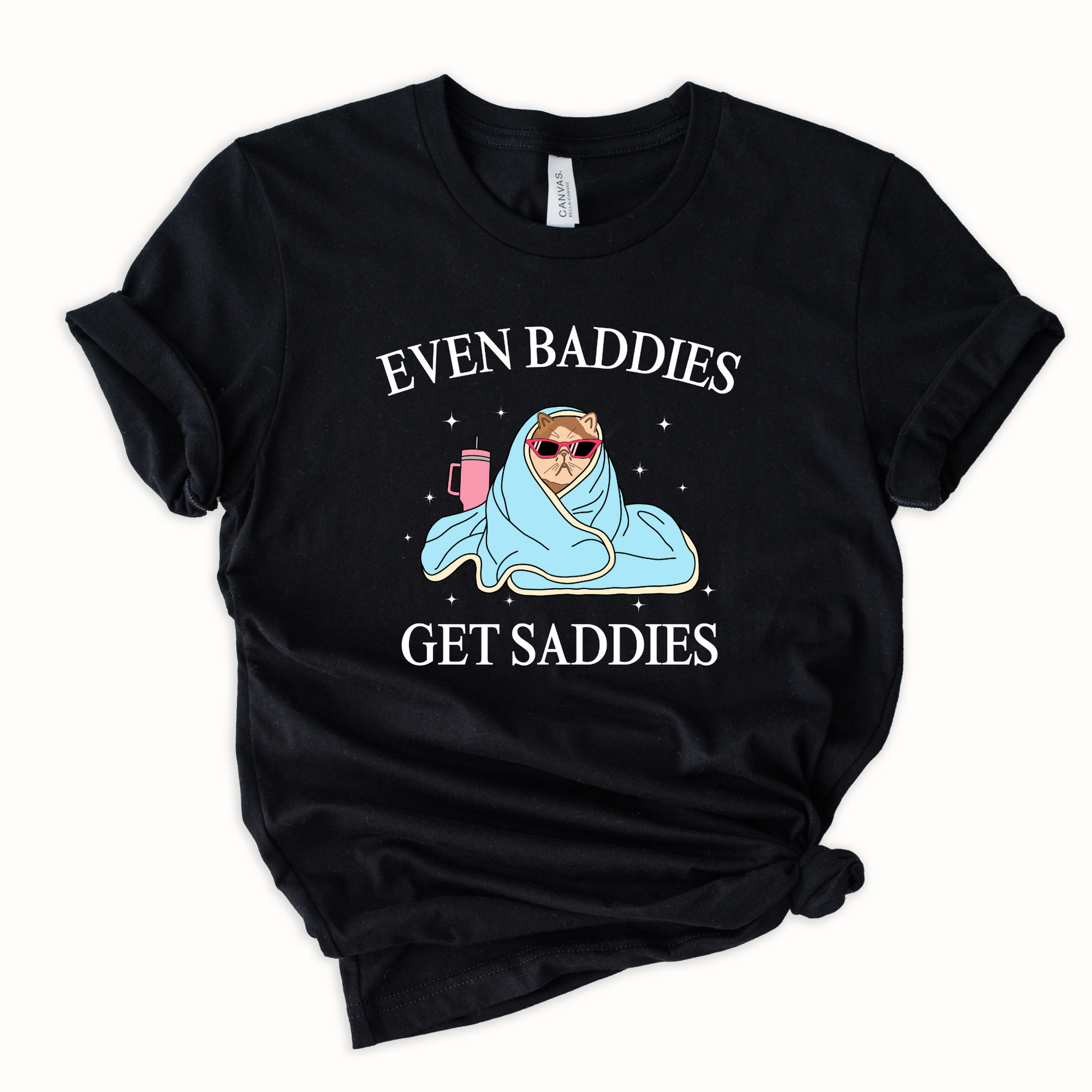 Wholesale Even Baddies Get Saddies Graphic Tee - Black Sweatshirt