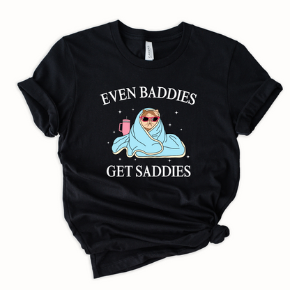 Wholesale Even Baddies Get Saddies Graphic Tee - Black Sweatshirt